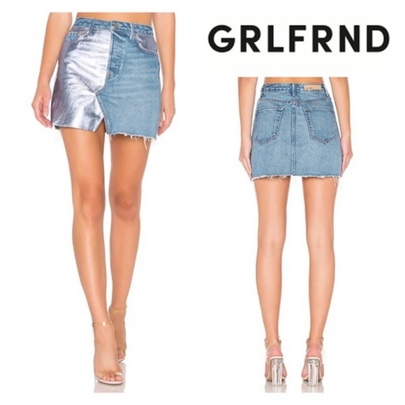 NWT GRLFRND Milla Metallic Leather Panel S… - Picture 2 of 14